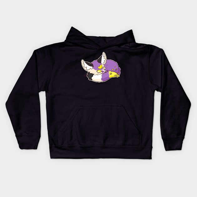 Enby Pride Fennec Fox Kids Hoodie by BubblegumGoat